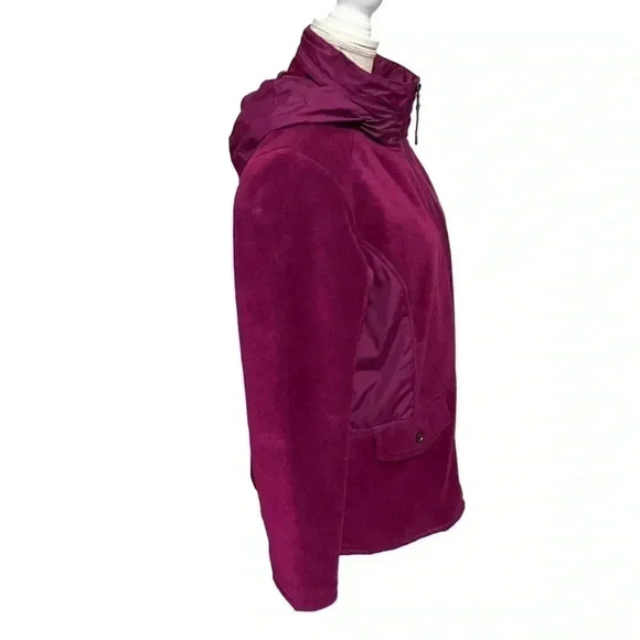 WOMEN’S STYLE & CO FUCHSIA FLEECE HOODED JACKET• SIZE M•SIDE SEAM POCKETS• - Picture 2 of 13